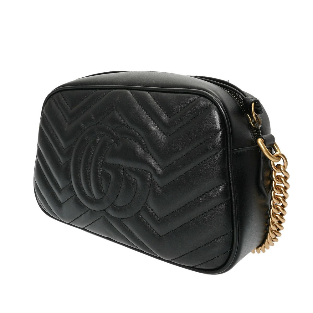 Gucci GG Shoulder Black Leather Bag Marmont Camera Black